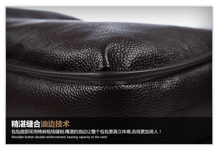 Male 100% GENUINE LEATHER Cowhide Shoulder Leisure Men's Bag