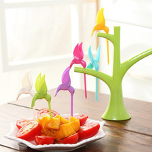 Tableware Dinnerware Sets Birdie fork On The Tree Birds Fruit Picks Kitchen Accessories Plastic toothpicks cooking tools palito