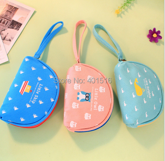 2014 New Korea Style Canvas Oval Cute Happy Family Purse / Coin Bag