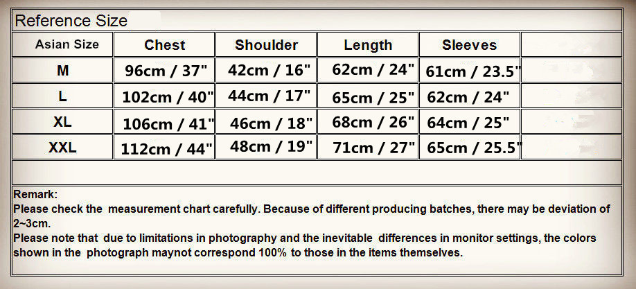 size chart_inch_Mman