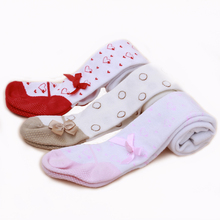 0 2 Years Baby Girl Tights Fall Fashion 100 Cotton Five Colors Dot Tights With Bowknot