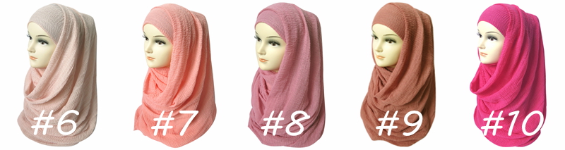 Women Maxi Bubble Crepe Crinkled Frayed Hijab Scarf Shawl Muslim Islamic Head Wrap Plain Solid Colors