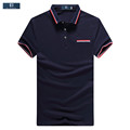 EL BARCO Summer Men Cotton Short Sleeve Casual Polo Shirts Soft Breathable Slim Blue White