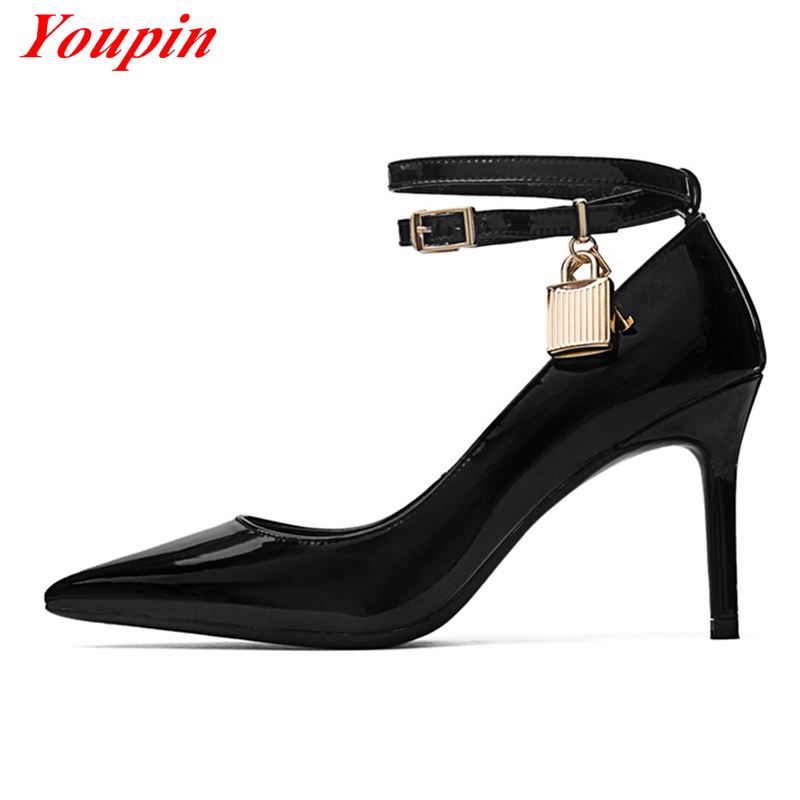 Spring 2016 New Listing High Heels Shallow Mouth Full Grain Leather Office Lady White/ Black High Heels Party Pointed Toe Pumps
