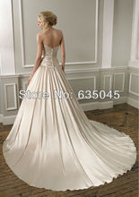 High Quanlity New Custom Made Bridal Gowns Satin Luxury Crystal Beading Pleat Elegant A Line Wedding