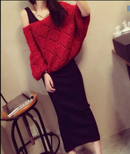 2015fashion 2 piece set women knitting sweater top plus dress evening party casual dresswomen winter clothing cute-dresses-cheap