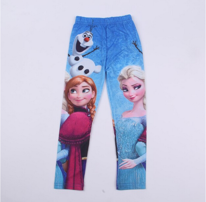 Cartoon Elsa Girls Leggings 2015 Cotton Snow Queen Baby Kids Leggings Autumn Girl Legging Children Trousers
