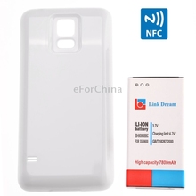 Link Dream High Quality 7800mAh Mobile Phone Battery with NFC & Cover Back Door for Samsung Galaxy S5  G900 (White)