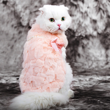 HOOPET pet clothes elegant Luxury pearl fur Winter overcoat samll dog cat clothes bowknot Chihuahua
