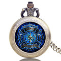Steampunk Fire Fighter Pocket Watch Fireman Retro Design Quartz Watches Gift for Men Woman