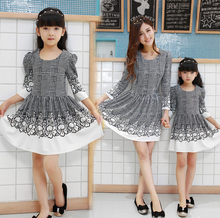 Family Puff Sleeve A-line Dress Fashion Clothes Family Dress for Mother and Daughter Girls/Women Dress Spring and Autumn DR33