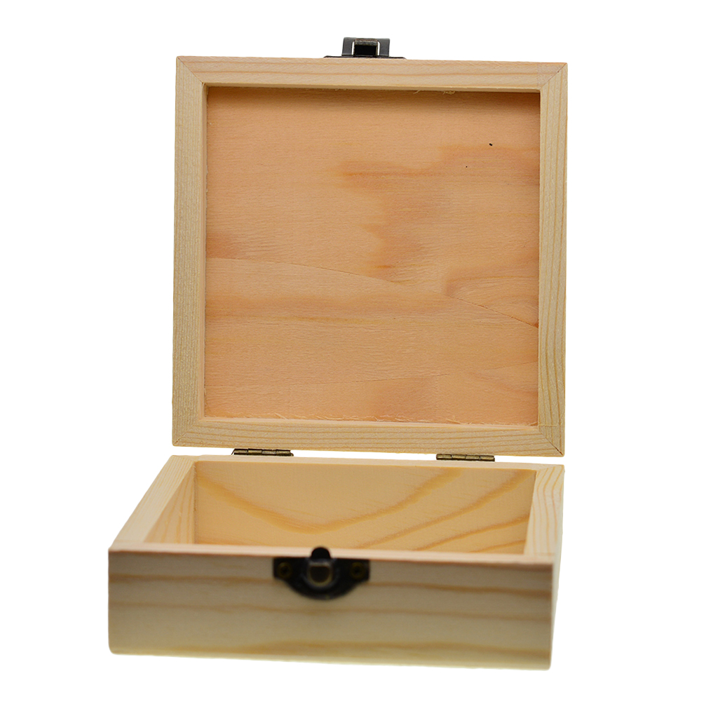 Caja de madera sin terminar de 2 piezas caja de almacenamiento de madera con cierre de bloqueo organizador de caja de madera para caja de regalo artesanal decoraci/ón del hogar