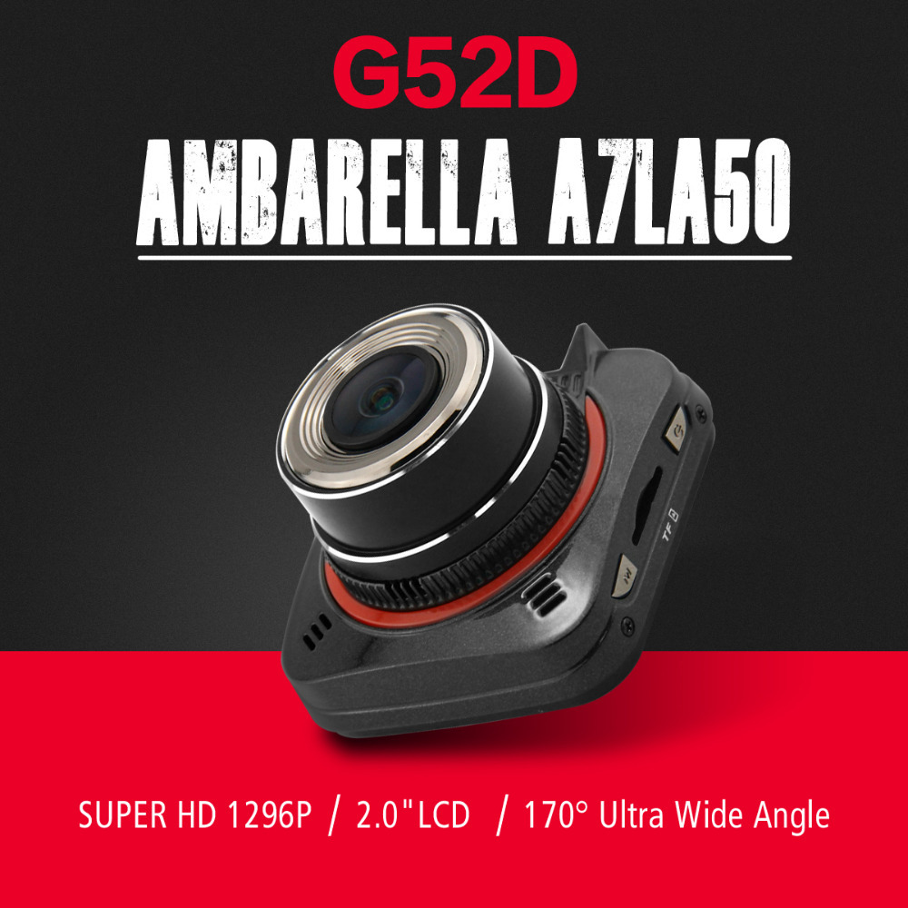 G52D Car DVR Ambarella A7LA50 GPS Car Camera Full HD 1296P with 170 Degrees Wide Angle