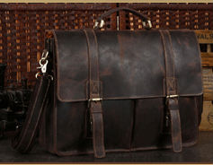 Top Grade Mens Briefcase Handmade Weave Pattern Leather Business 14" L