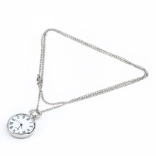 1pcs Quartz Round Pocket Watch Dial Vintage Necklace Silver Chain Pendant Antique Style 2015 Personality Pretty