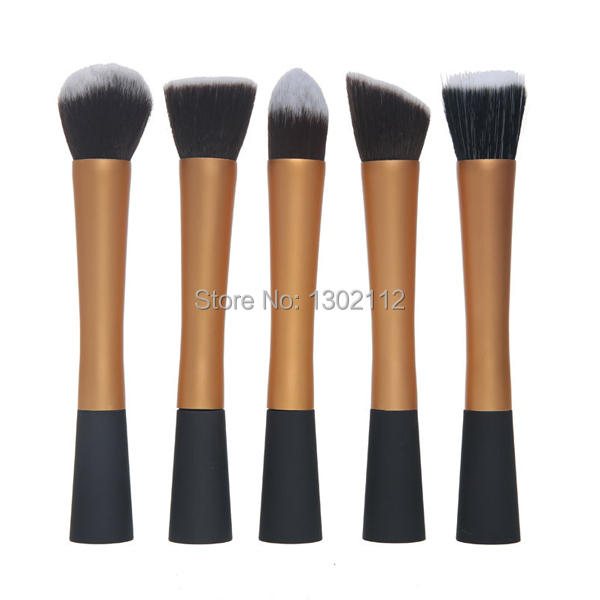Yellow Hot Pro Makeup Stipple Fiber Top Foundation Cosmetic Power Blush Brush Tool Set zJvX0