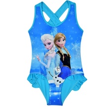 3-10Y Kids Swimsuit Girls Elsa Swim Costume Anna Swimwear Children Sunbath Beachwear Bikini Bathing Suits For Girl GS001