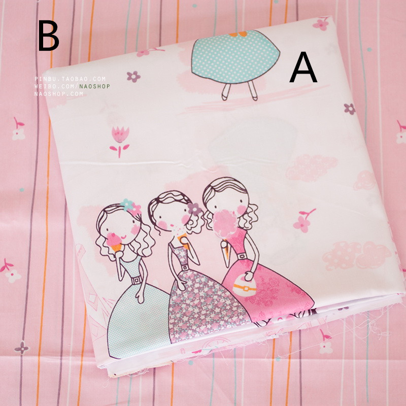 160cm*50cm pink girl sisters cotton fabric baby cloth kits bedding quilting kids clothes patchwork tecido craft sewing material