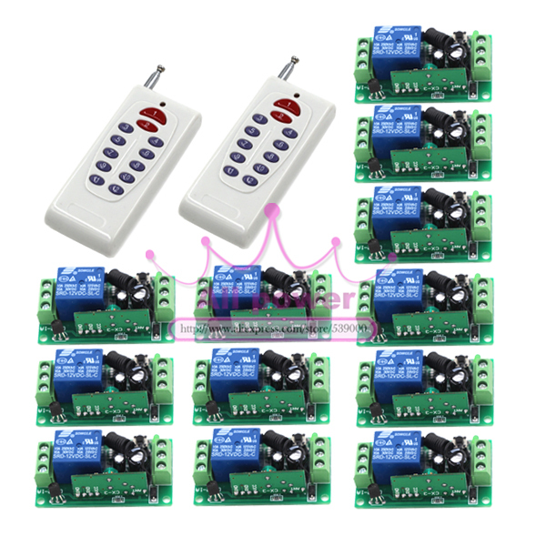 Wireless z wave 1CH Gate Garage Door Remote Control Switch DC 12V RF 2pcs 12 Button
