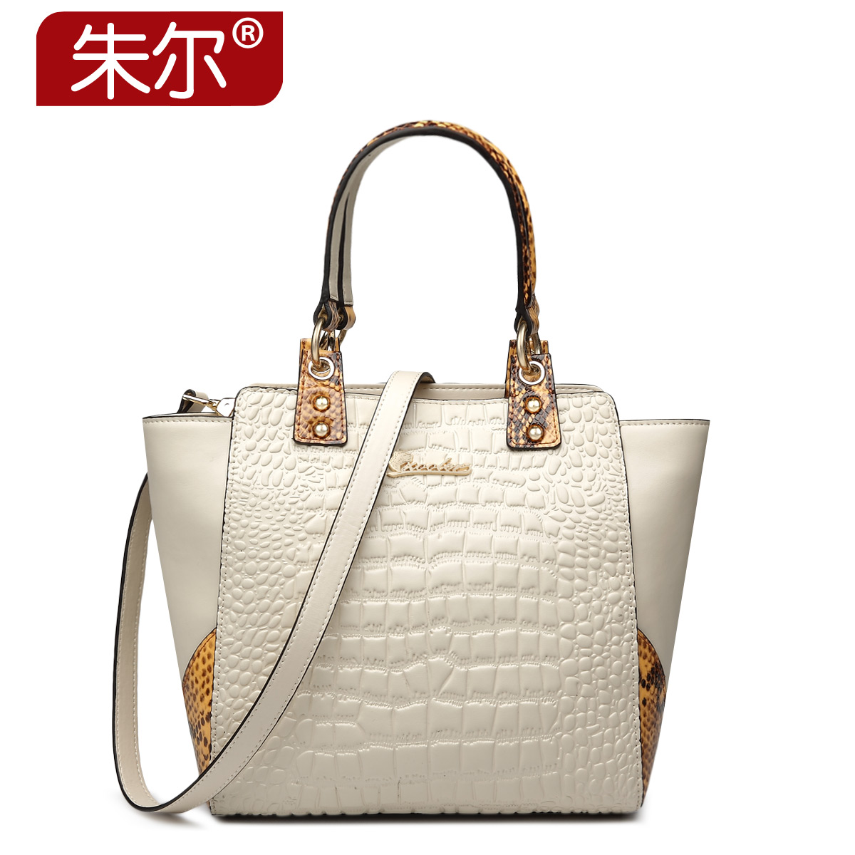 For Crocodile cowhide handbag 2015 autumn and winter women's handbag color block fashion elegant one shoulder bag handbag female