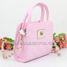Free Shipping CChildren Princess hello Kitty Bag Handbags cartoon Mini size Metal Chain Girls PU leather