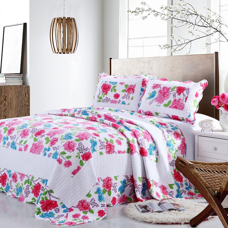 WholesaleCotton Summer Blanket Quilted Counterpane Floral Patchwork