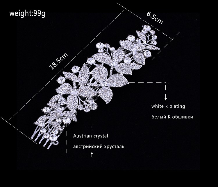 2015 New Floral Crystal Bridal Hair Combs Bridal Hairpins Hairstyle Braider Tiara Hair Jewelry Wedding Accessories FS044