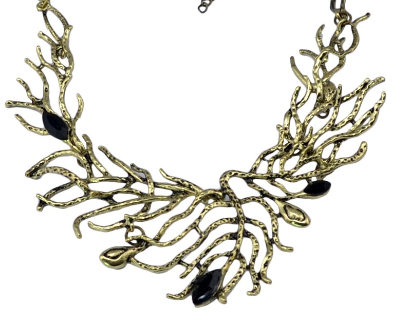 N-6039 2016 Newest Tree Branch Shape Black Resin Bead Vintage Gold_Silver Plated Chain Statement Choker Necklaces Women Jewelry, statement necklace - idealway_img1.cdn.tradew.com_5
