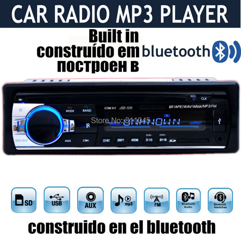 12V Car Stereo FM Radio MP3 Audio Player built in Bluetooth Phone with USB SD MMC Port Car Electronic In-Dash 1 DIN bluetooth