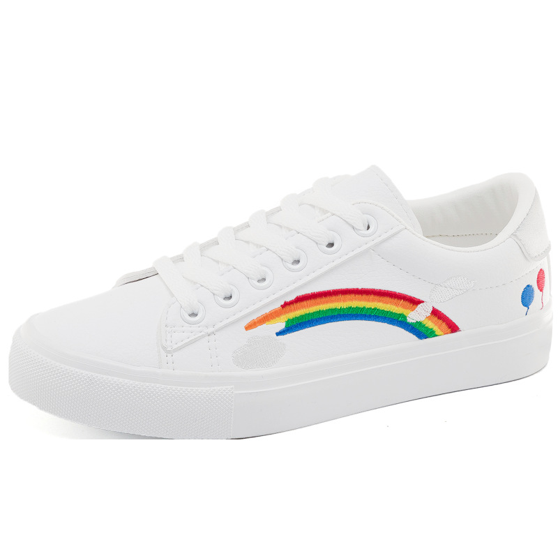 white shoes with rainbow