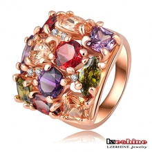 Colourful Crystal Ring 18K Rose Gold Plate Geniune SWA Element Austrian Crystal Women Rings Decoration Jewelry 22*21mm Ri-HQ0284