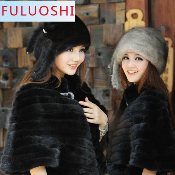 2015 Explosion Models Of  New Ms. Mink Fur Winter Hat Tassels Whole Mink Mink Millinery Fox Ear Cap