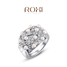 OXI New Arrived pearl free shipping Rings For Women platinum and rose gold Color Fashion rings