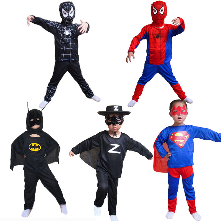 2014 NEW Halloween Christmas Role play children Spiderman kids Superman Spider-man Batman Zorro suit boys girls clothing sets
