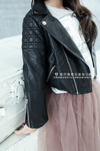2014 Autumn Girls Fahion Style Girl PU Jacket Children Leather Coats For Girl Outerwear Kids 3