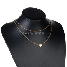 Hot Women Punk Double Layers Gold plated Sequins Small Triangle Pendant Chain Necklace Chic Jewlery Gift