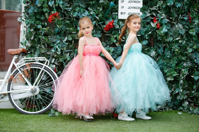 2 Colors Summer Girl dress Kids dresses for girls Pink Blue Gauze Mesh sleeveless Tutu princess dress/Infant princess costumes