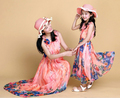 Summer family matching clothes beach chiffon Mother Daughter Dresses Family Clothing Family Look Mother and Daughter