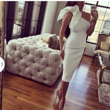 Abendkleider Custom Made New Style Sheath Saudi Arabia One Shoulder Evening Dresses White Short Backless Sexy Ladied Formal Gown