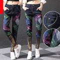 vaqueros mujer 2016 new Painted stretch jeans Loose harem pants denim trousers women pantalon jean femme