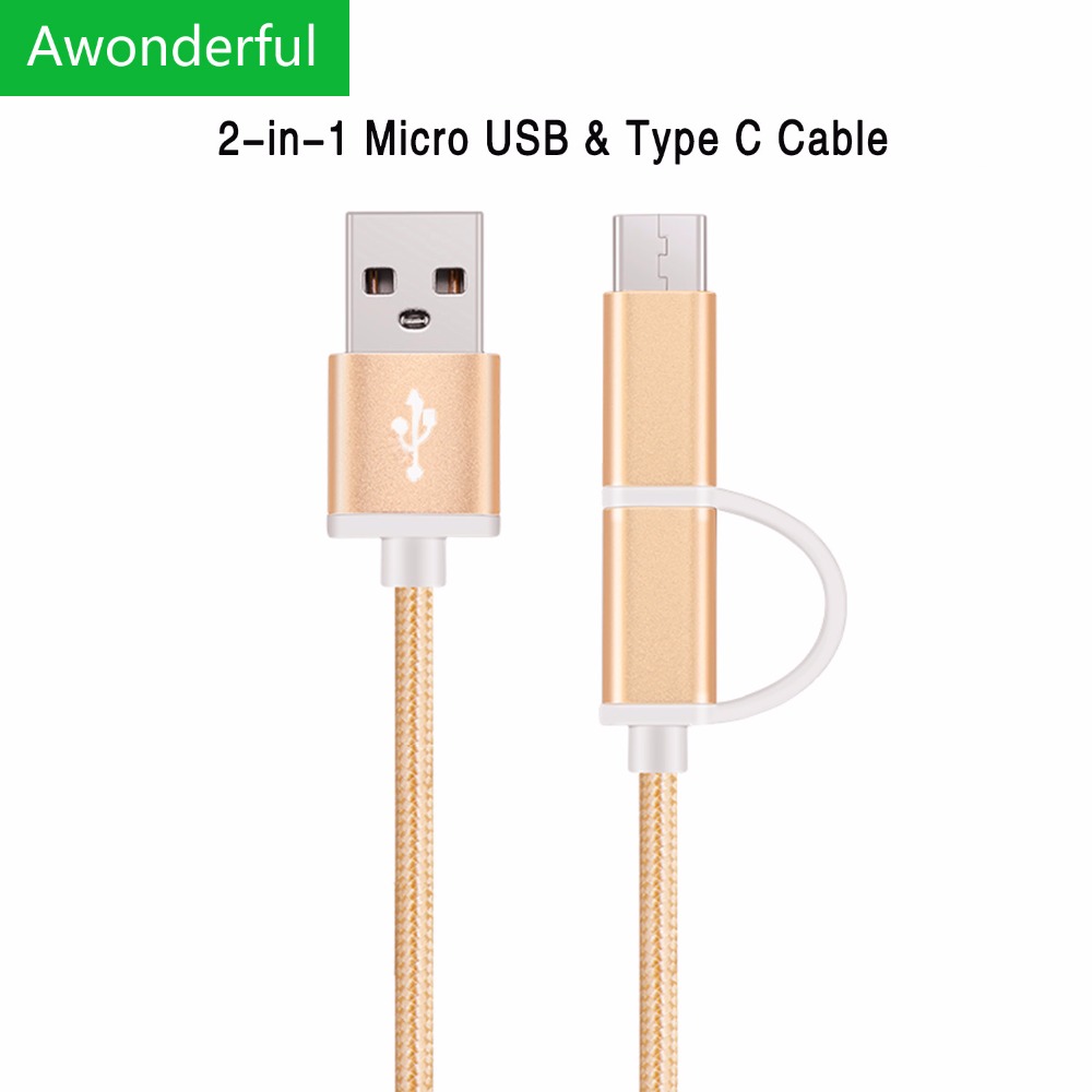 awonderful 2 in 1 usb type c micro usb cable sync data charging for xiaomi redmi note 3 pro awonderful 2 in 1 usb type c micro usb cable sync data charging for xiaomi redmi note 3 pro