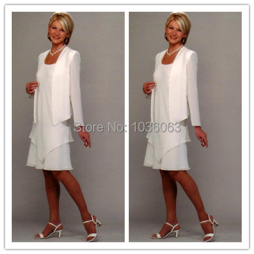 2014 New Style Summer Women Dress White Long Sleeve Mother Of The Bride Dresses Chiffon Mother