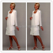 2014 New Style Summer Women Dress White Long Sleeve Mother Of The Bride Dresses Chiffon Mother