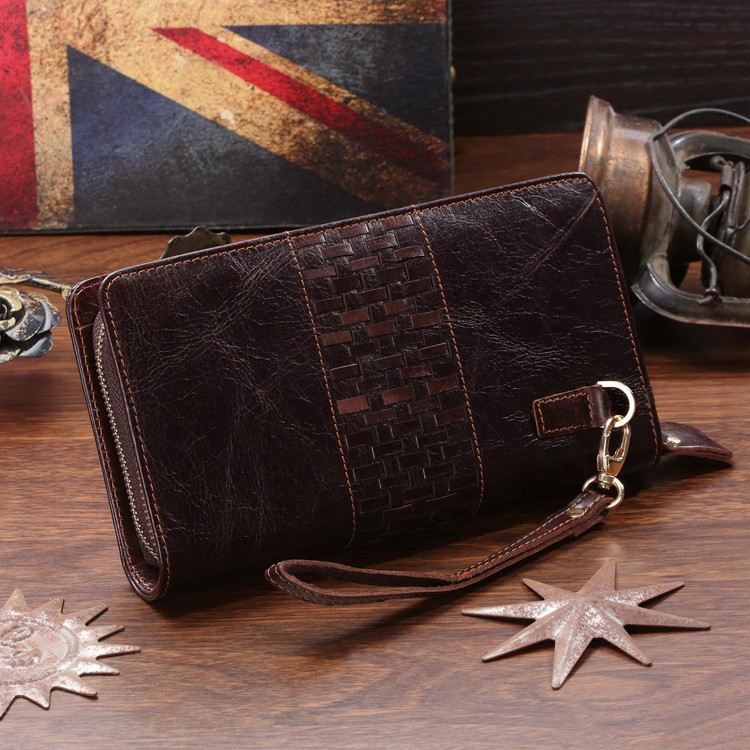 2015 Vintage 100 Guaranteed First Layer Genuine Leather Men Clutch Bag Wallets Fashion Purse Card Holder