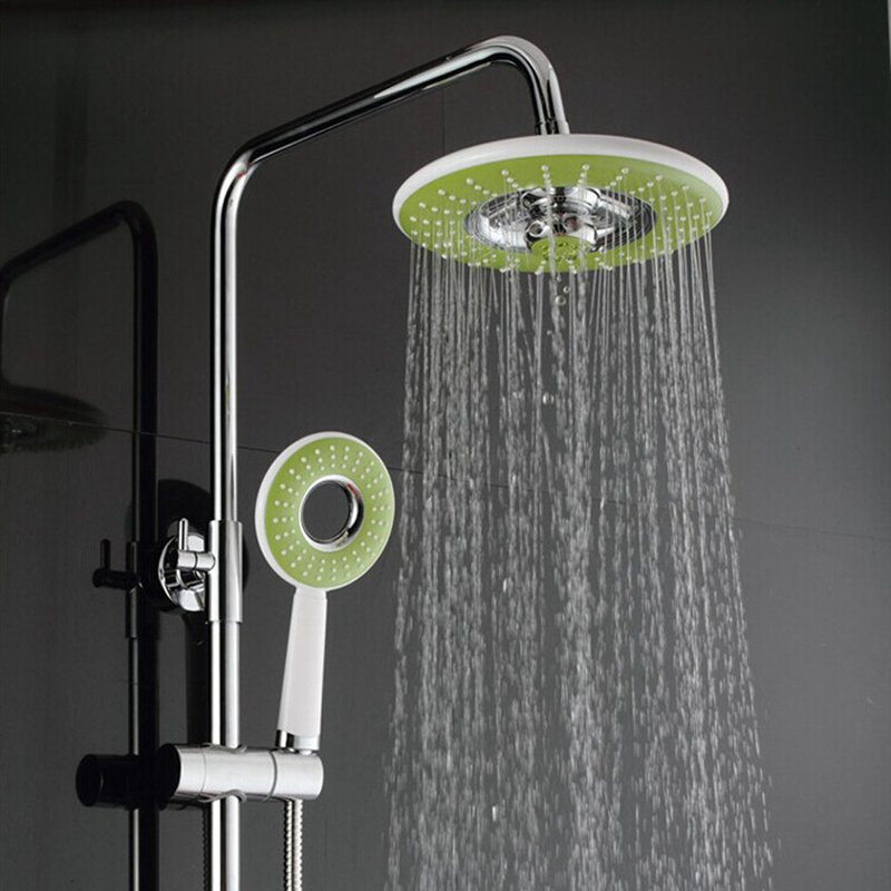 2Pcs Showerhead SPA ABS Green Round Shower Head/Handheld wand