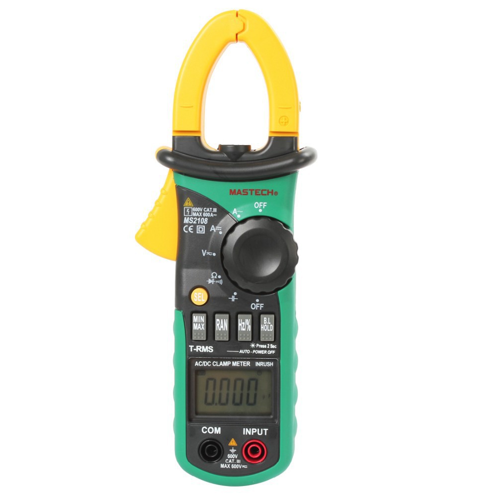 MASTECH MS2108S True RMS Digital AC DC Current Clamp Meter Multimeter Capacitance Frequency Inrush Current Tester VS MS2108 YQ12