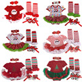 2016 Christmas Baby girl clothes Newborn baby Romper Tutu dress headband shoes leg warmers 4pcs sets