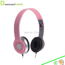 Stereo Folding Headphones, Headband Headset Kids Earphones or Adults Lightweight Headsets for Iphone/tablet/android/mp3/mp4 Pink
