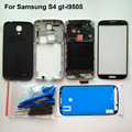 Black Original Full Housing cover for S4 i9505 faceplate mid frame battery back case outer glass