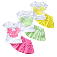 2016 New Cute Girls Kids Clothes Sets Outfits Toddler Kids Minnie Mouse T shirt Shorts 2pcs